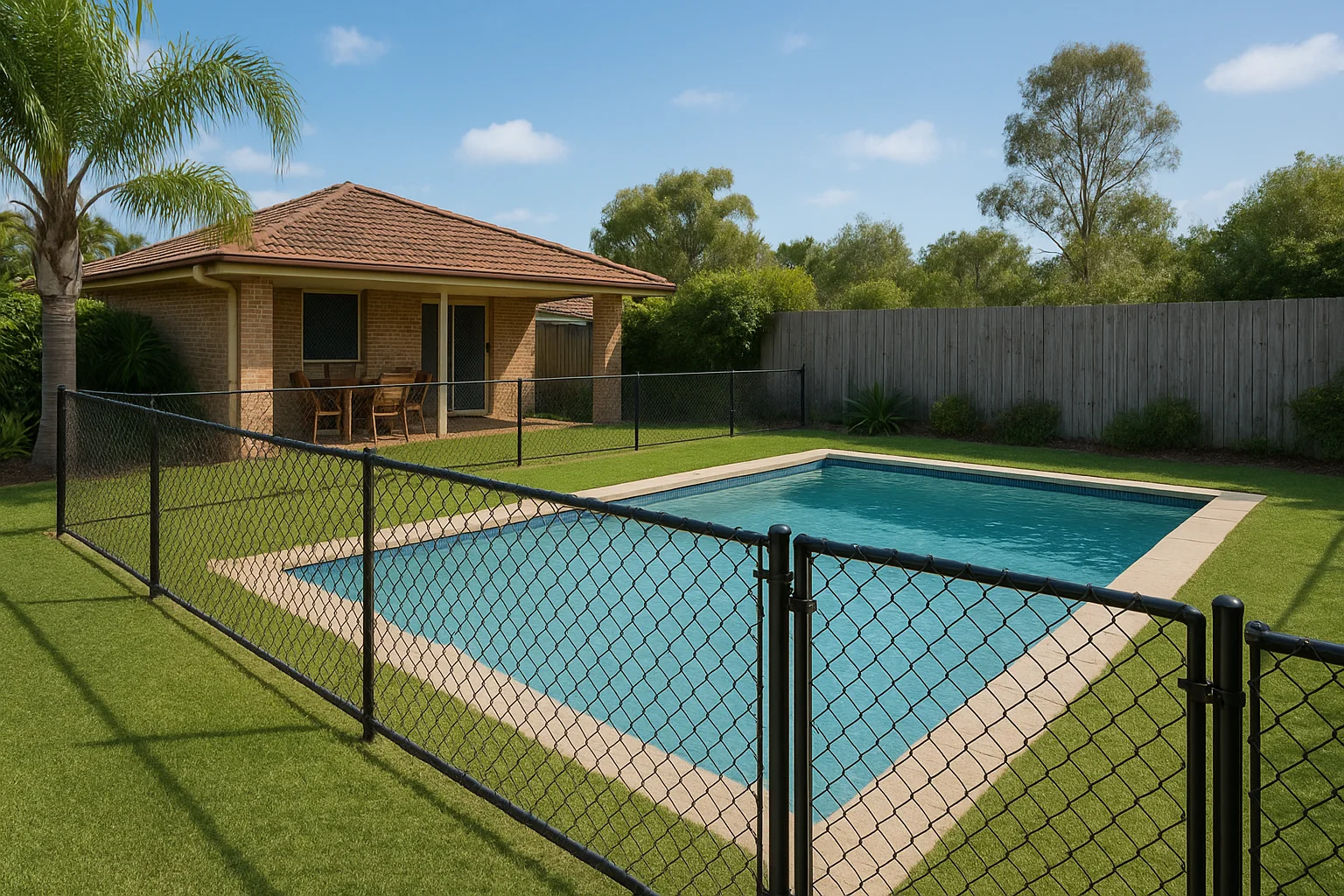 Affordable mesh wire pool fencing in Australian backyard - budget-friendly and compliant