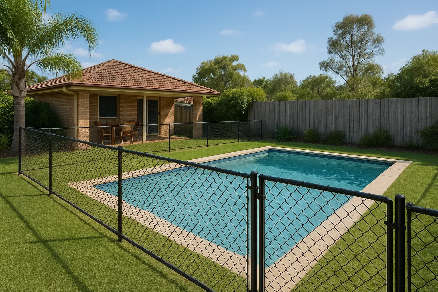 Mesh pool fencing in a Perth backyard