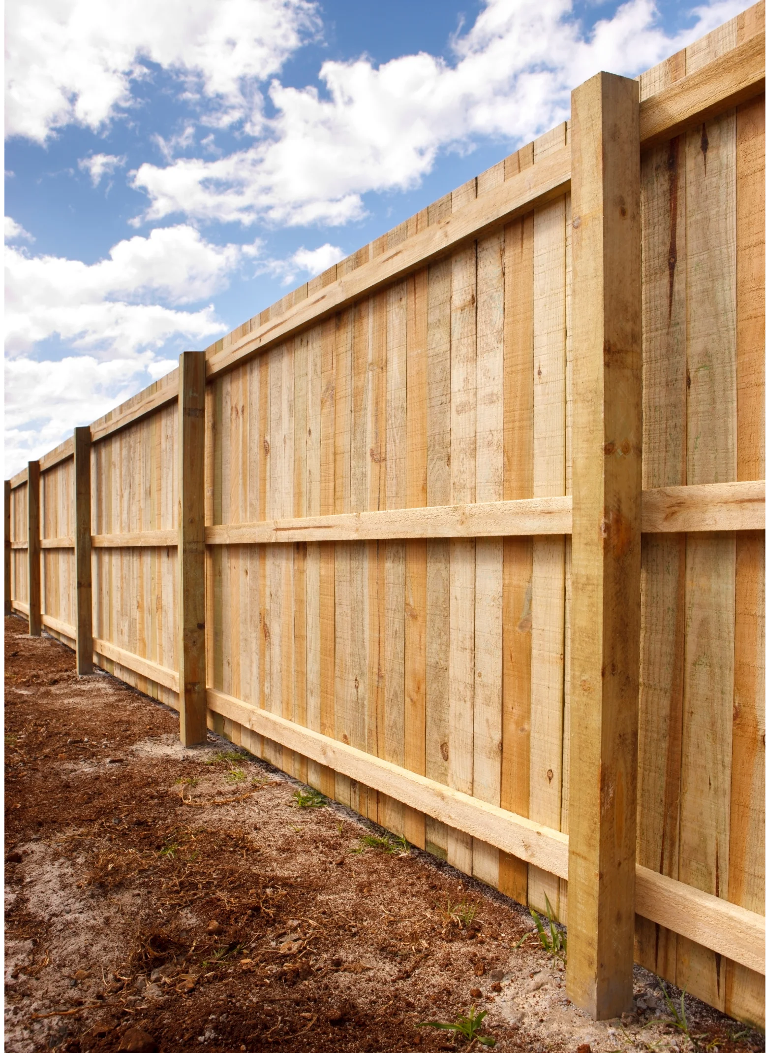 New timber fence installation - classic natural wood residential fencing