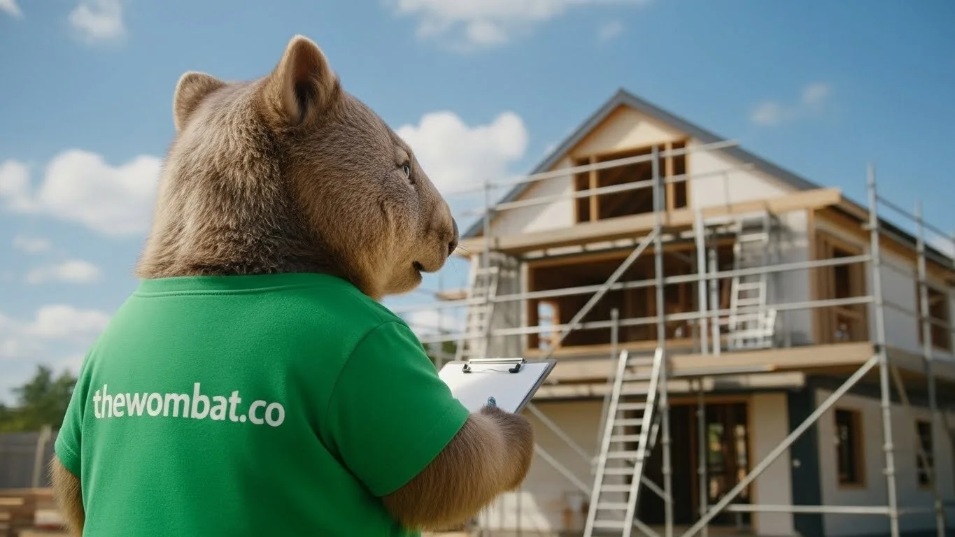 The Wombat™ mascot celebrating successful home renovation projects in Perth, WA