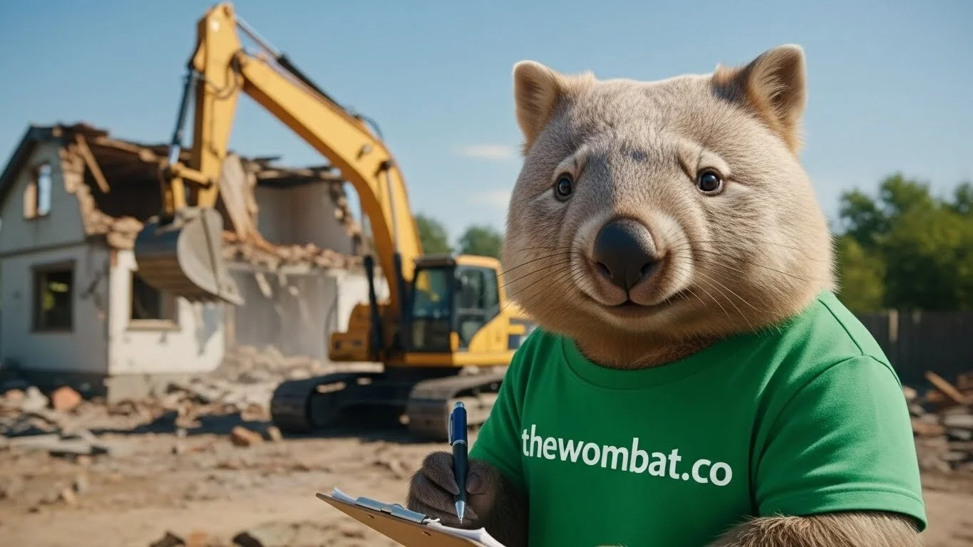 Professional demolition service in {location.name} - excavator demolishing building